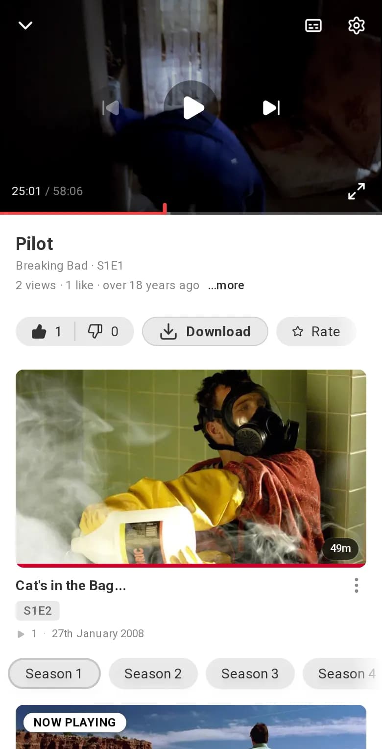 The watch page on a phone
